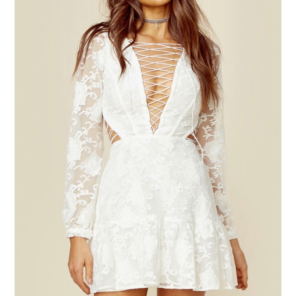 For Love And Lemons White Lace Mini Dress